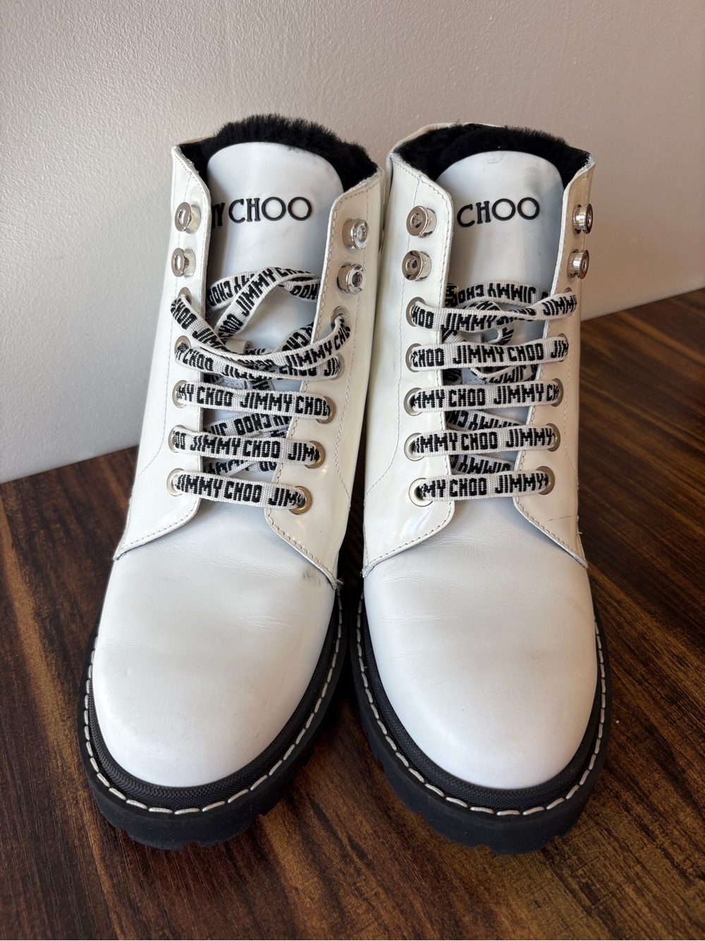 Jimmy Choo Voyager Heated White Leather Shearling Winter Boots EU 41 - Picture 3 of 16